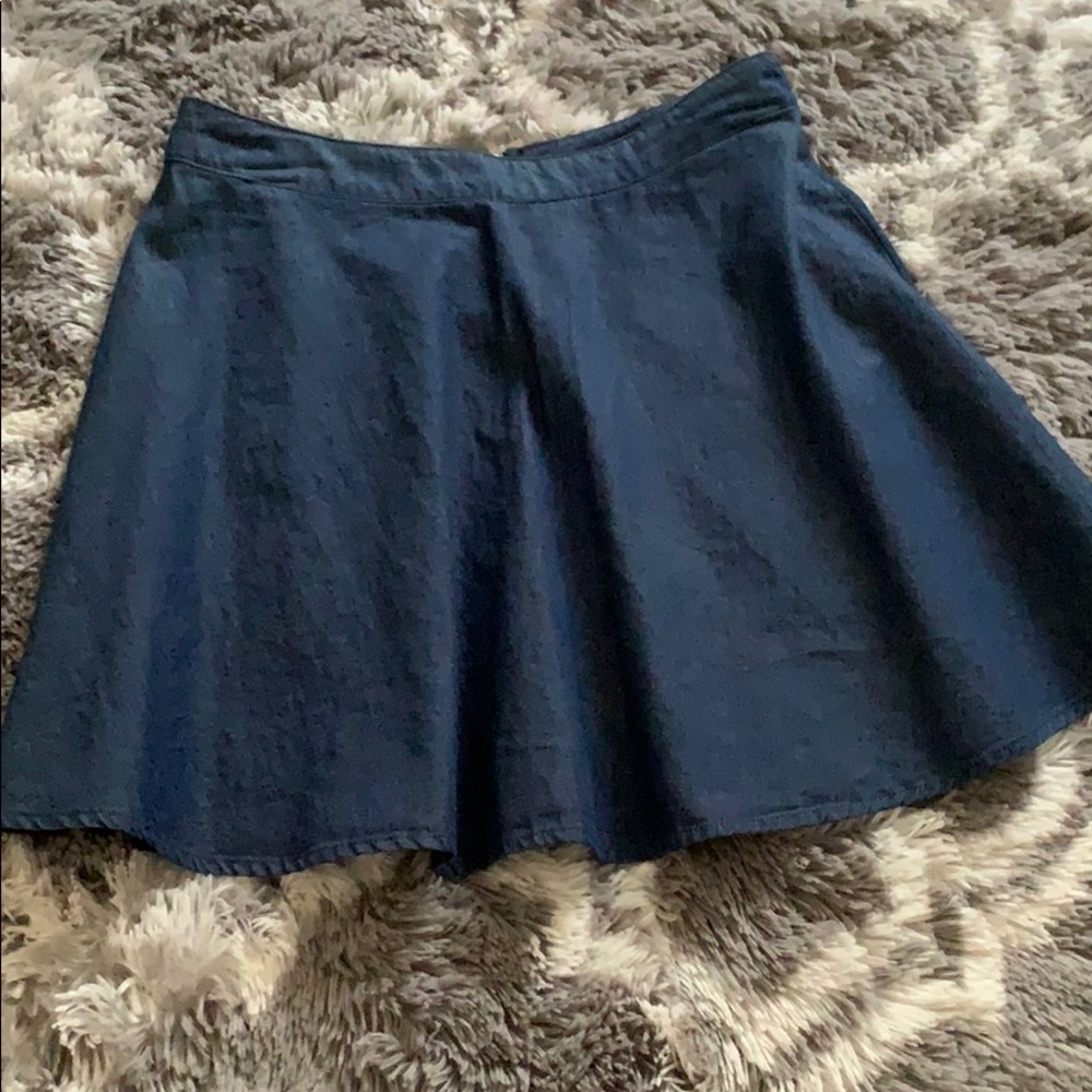 Flare denim mini skirt